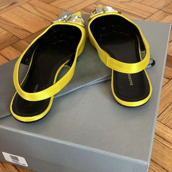 Balenciaga Knife logo-embellished satin point-toe flats - size 37.5 - Picture 11 of 15